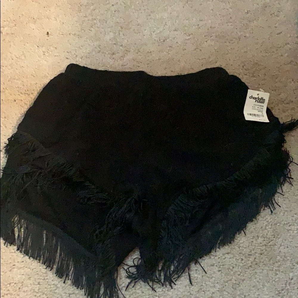 Black fringe shorts